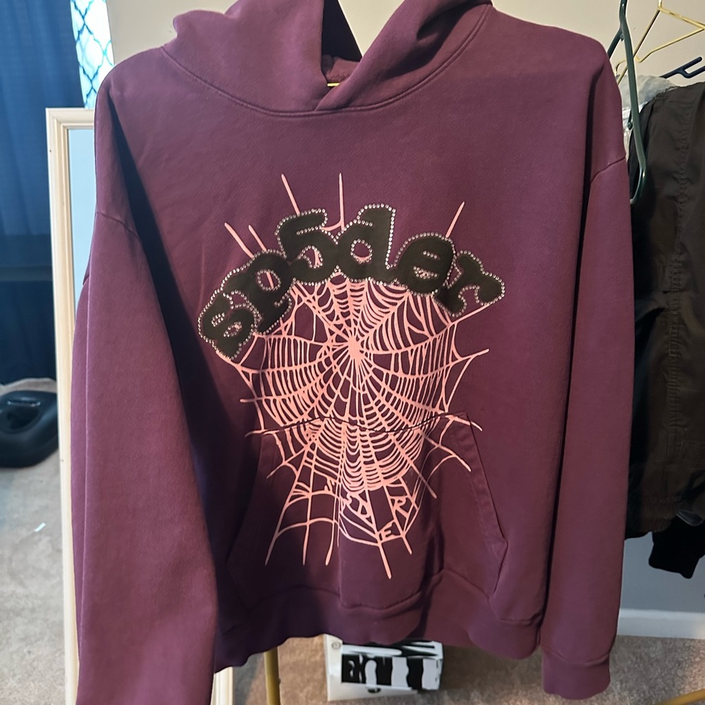 Trendy Purple Hoodie with Web Graphic